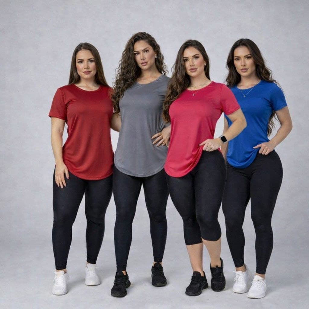 Kit 4 Camisas Femininas Academia Dry Fit Esportiva Envio Imediato