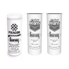 Kit Fixacor + 2 Corante Color Jeans Grafite Guarany Tubinho Tinge Corante Roupa
