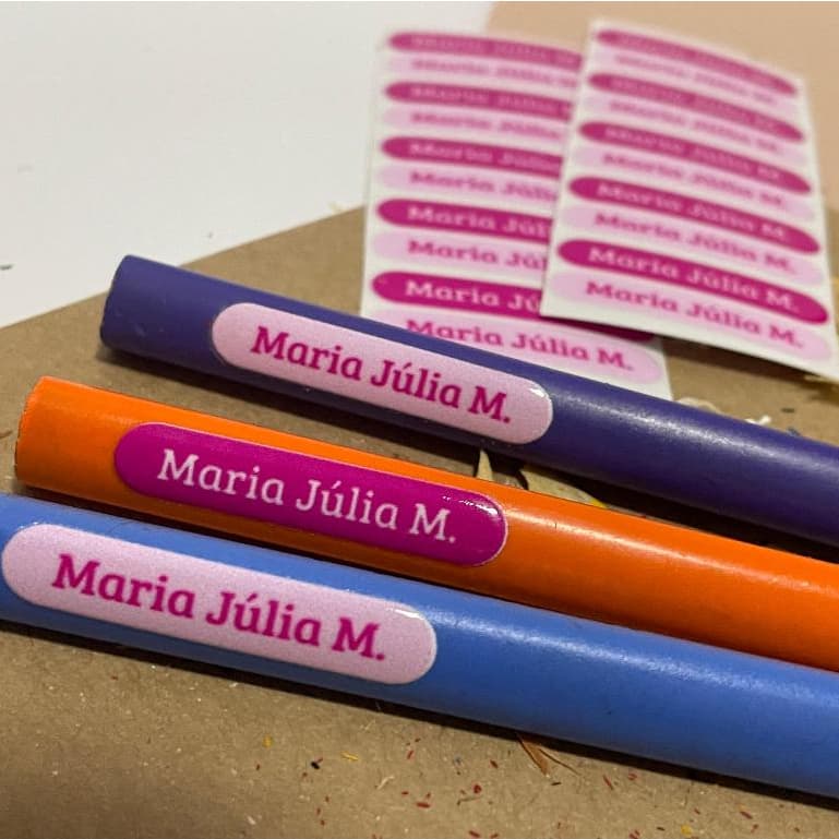 Kit Etiqueta para Lápis e Canetinha Personalizada 60 Un (DTF UV) Adesivo Impermeável