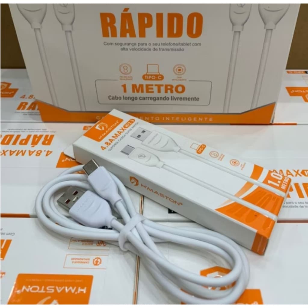 Kit Cabos H'Maston H72-2  Ios Iphone H72-3 Tipo C V8 Cabo 4.8A Atacado Carregamento Super Rápido E Transmissão De Dados