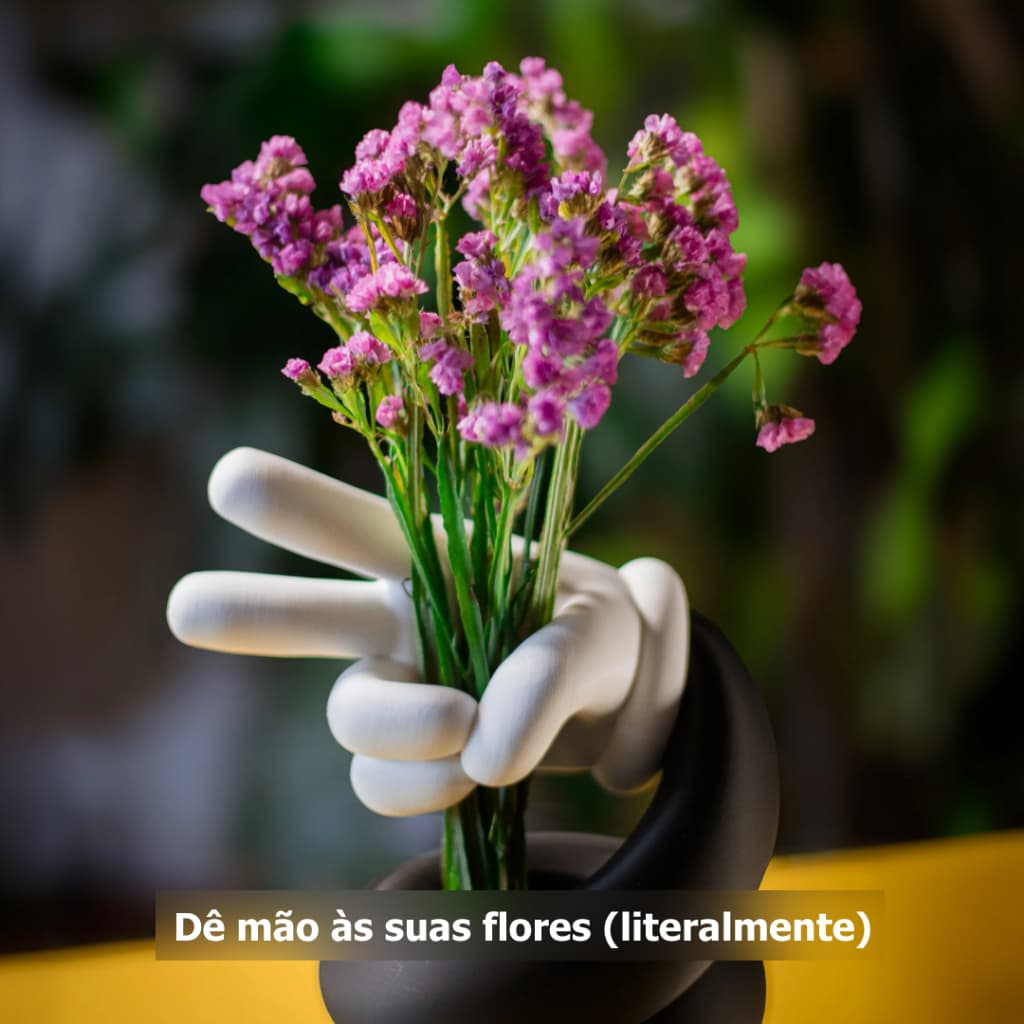 Vaso Decorativo Estilo Cartoon Braço Preto com Mão Luva Branca Divertido Criativo
