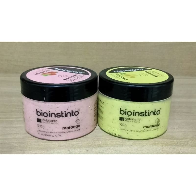 Kit Esfoliante Bio Instinto Maracujá & Morango Limpeza Profunda Rosto e Corpo - 2 Unidades de 300g