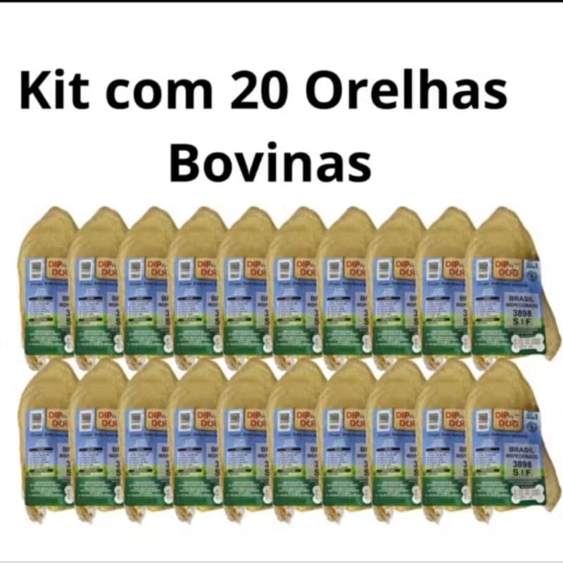Kit 20 Mordedores Orelha Bovina desidratada para cães