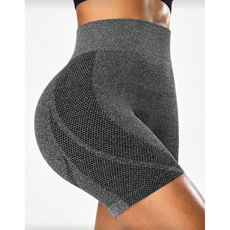 Shorts de Exercício Sem Costura de Cintura Alta Cinza para Mulheres, Uso Diário