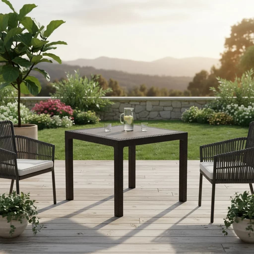 Mesa Quadrada Rattan Área de Lazer Piscina Jardim