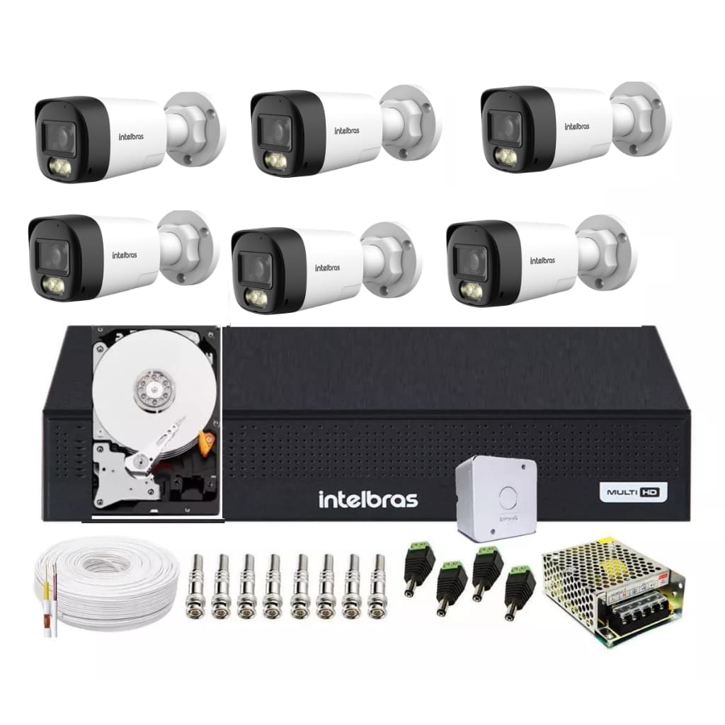 Kit 6 Cameras VHD 3220 Dual áudio FC+ com Áudio Bidirecional no Cabo Coaxial