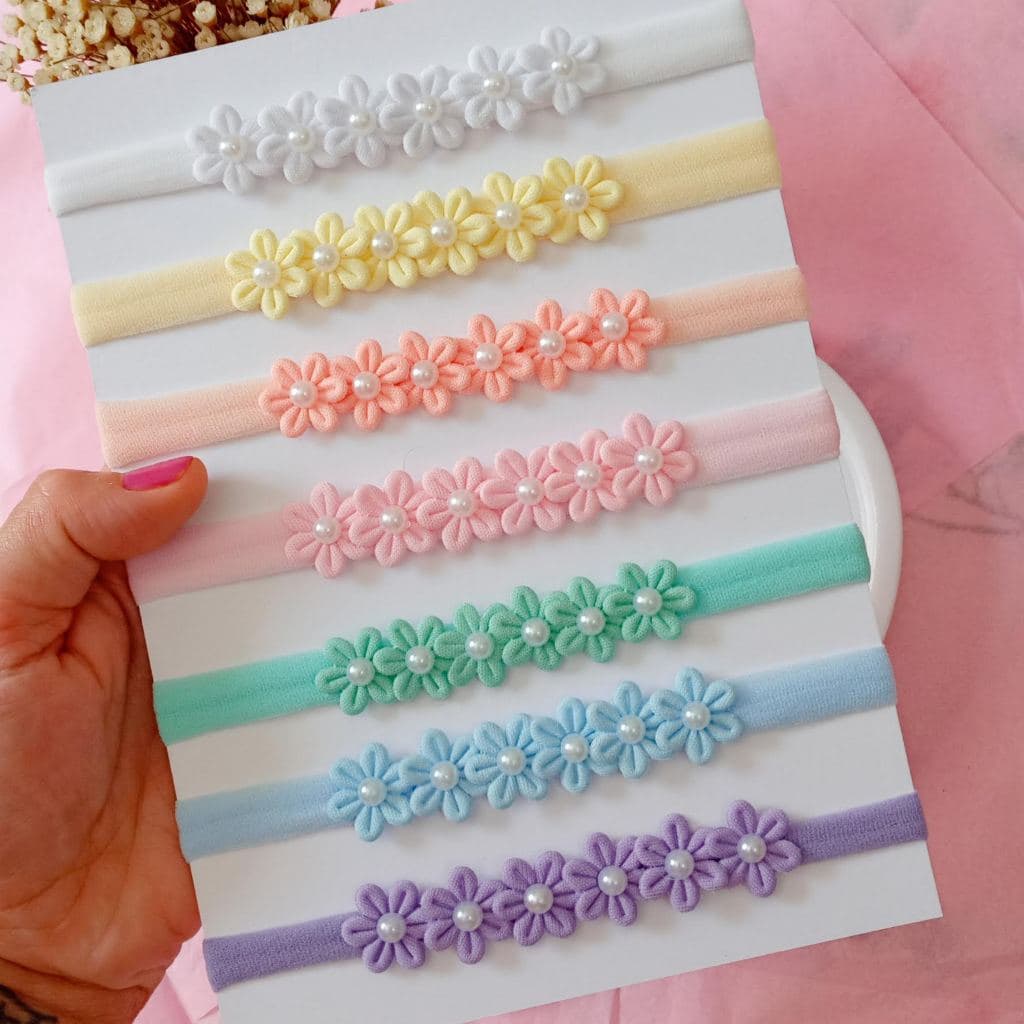 Kit Faixinhas na Meia de Seda Bebê com 7 Cores Candy Acessórios