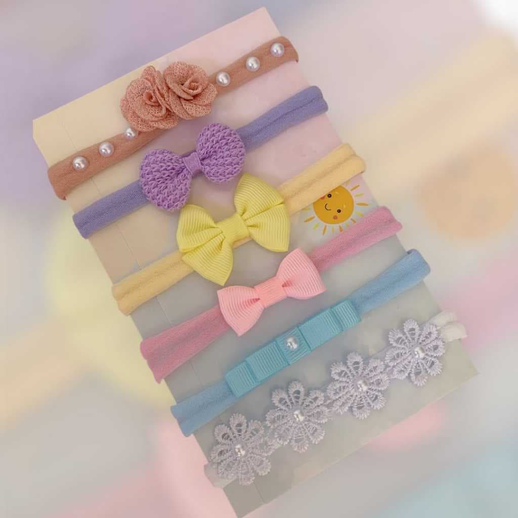 Kit com 6 Faixinhas Bebês RN Meia de Seda Tiaras Lacinhos