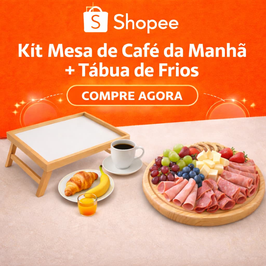 Kit Mesa de Café da Manhã + Tábua de Frios em Madeira