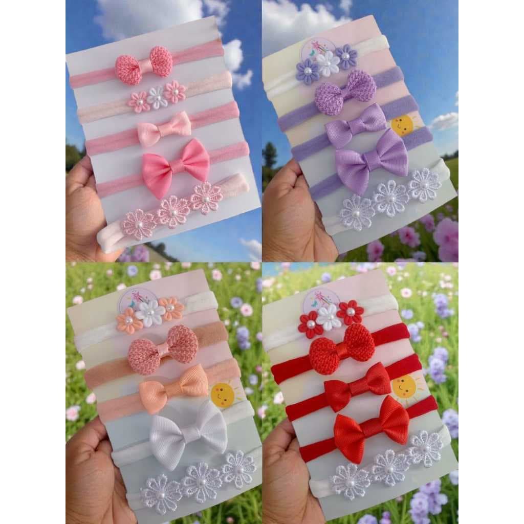 4 Kits Completos de Laços Bebês RN Faixinha Especial Conjunto 4 Cores