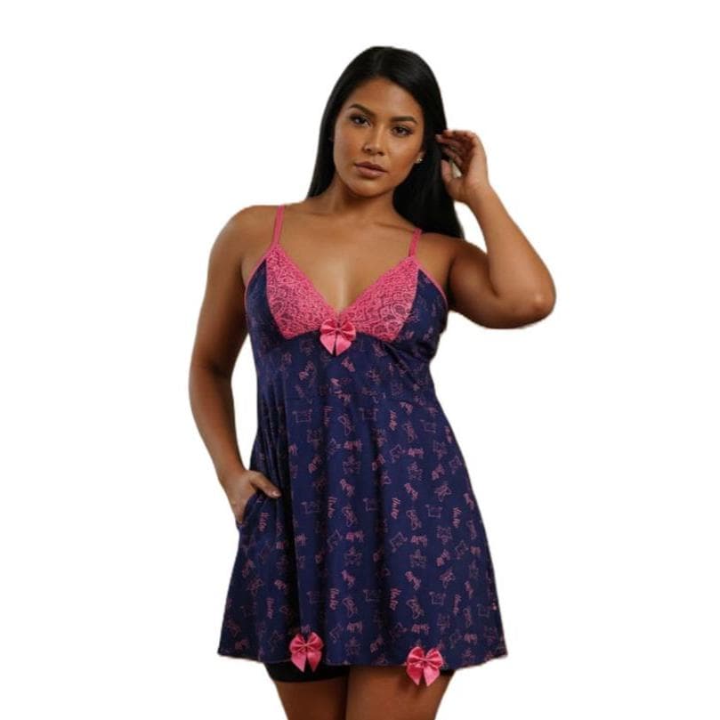 Camisola Feminina Curta Alça Fina com Renda Estampada Lacinho Malha Fria Confortável Liganete Adulto LF061