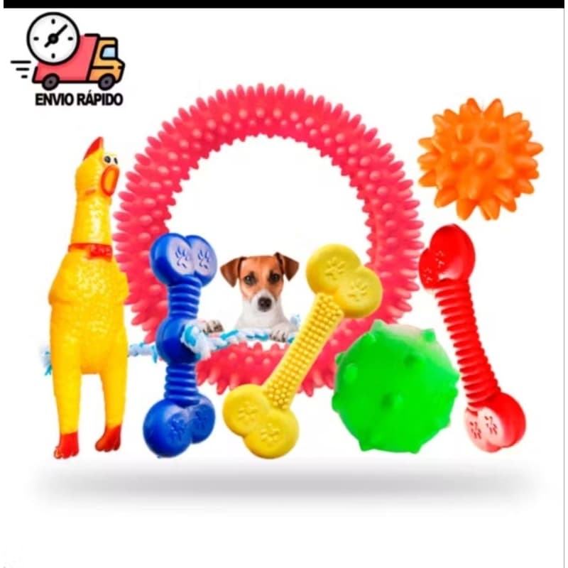 Kit Brinquedos e mordedores maciços e Vinil ideal  para cachorros e pequeno e médio porte