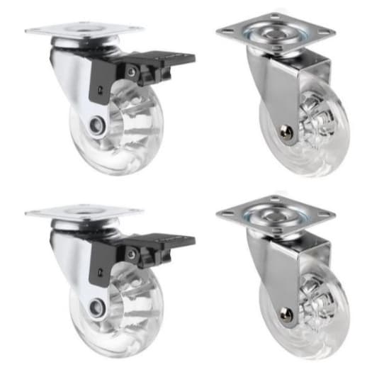Kit 4 Rodizio Gel Silicone Giratório 50mm Sendo 2 Sem Trava E 2 Com Trava - Schioppa