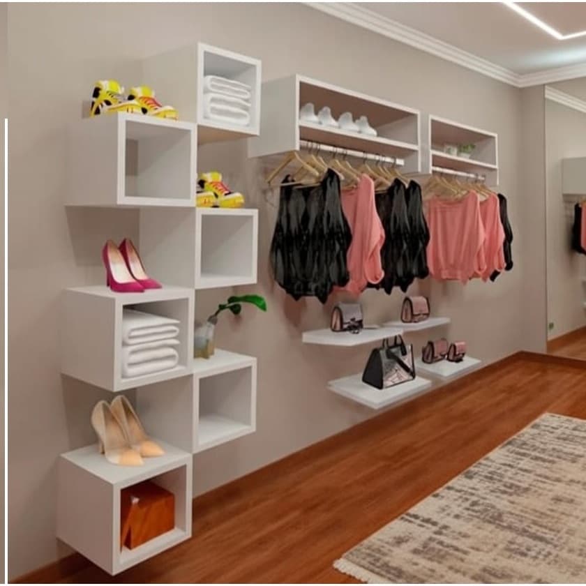 kit Nichos Expositores De Mdf  12 Peças Para Roupas, Cabideiros Duplo,  Montado