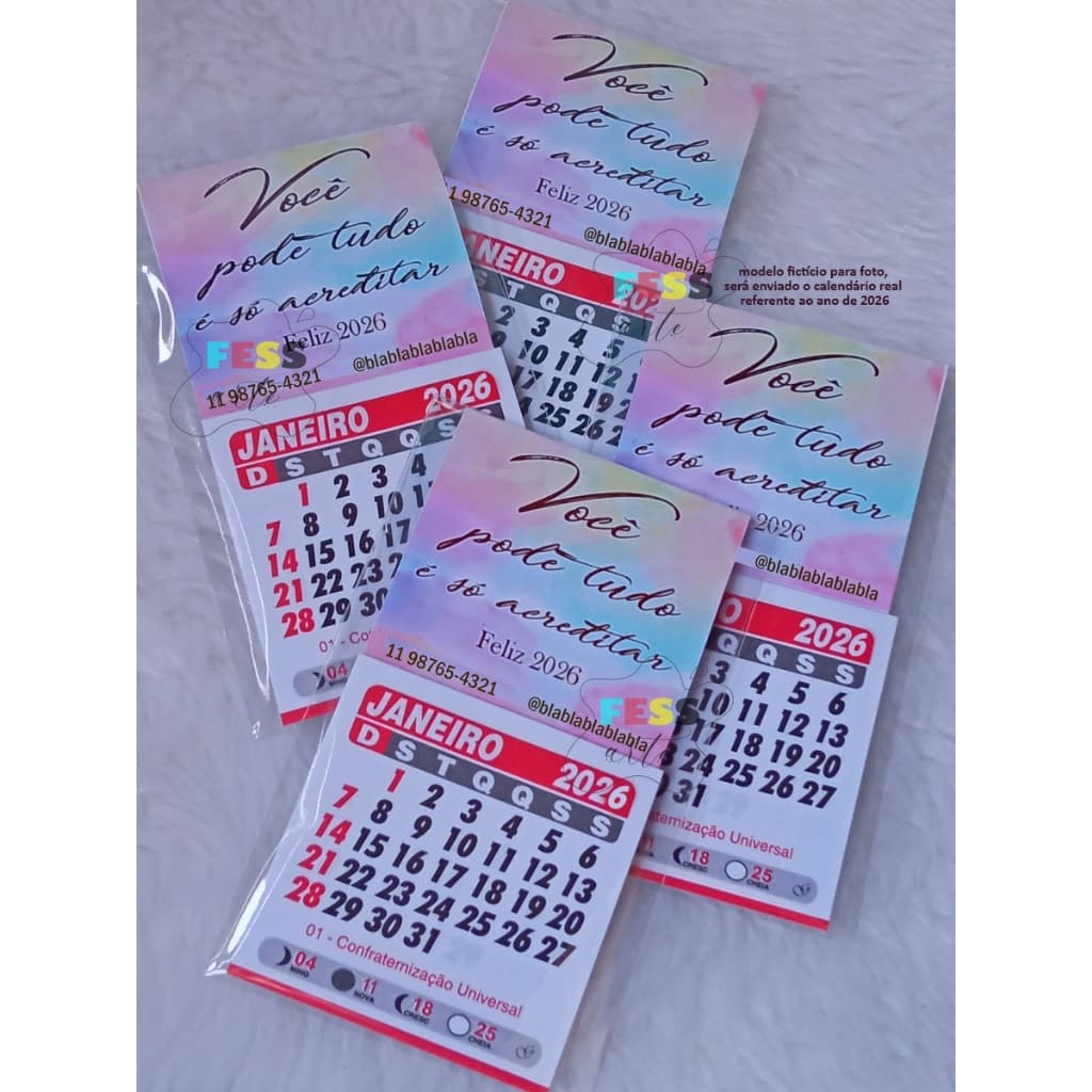 50 mini calendário 2026 imã geladeira personalizado natal outubro rosa novembro azul brinde clientes