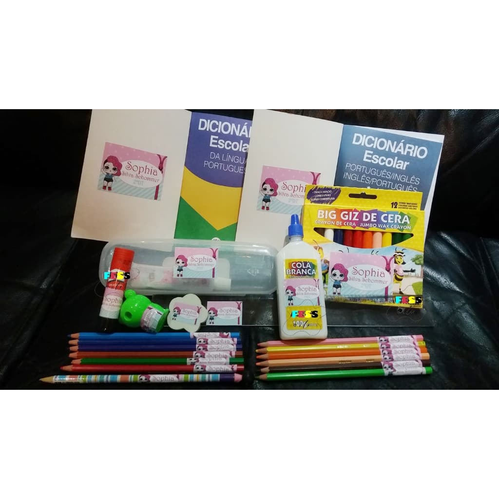 kit etiqueta material escolar personalizado adesivo adesiva