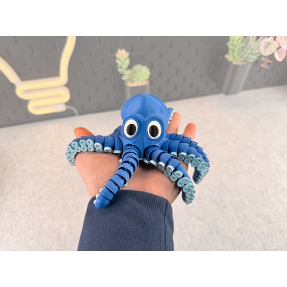 Brinquedo Polvo Articulado Divertido - Azul e Branco