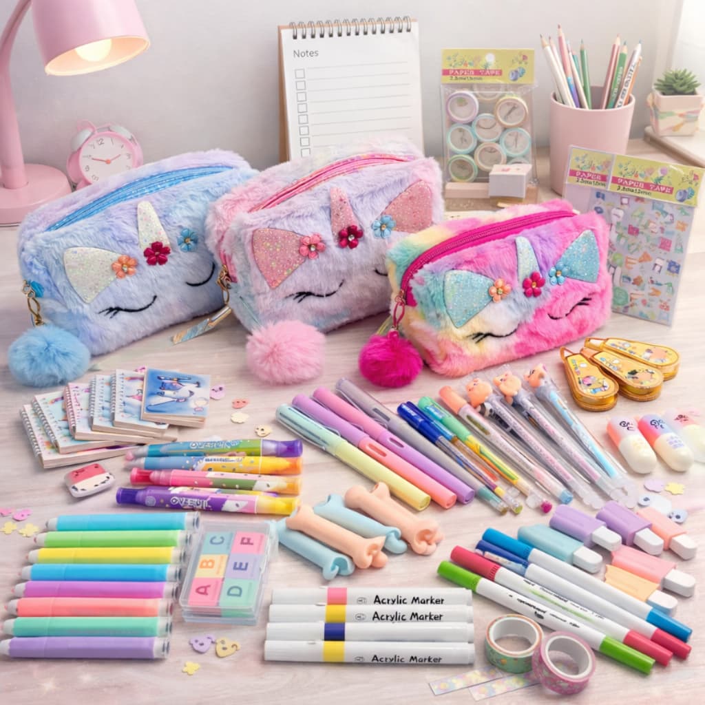 Kit Papelaria Kawaii Surpresa Itens Fofos Presente Criativo