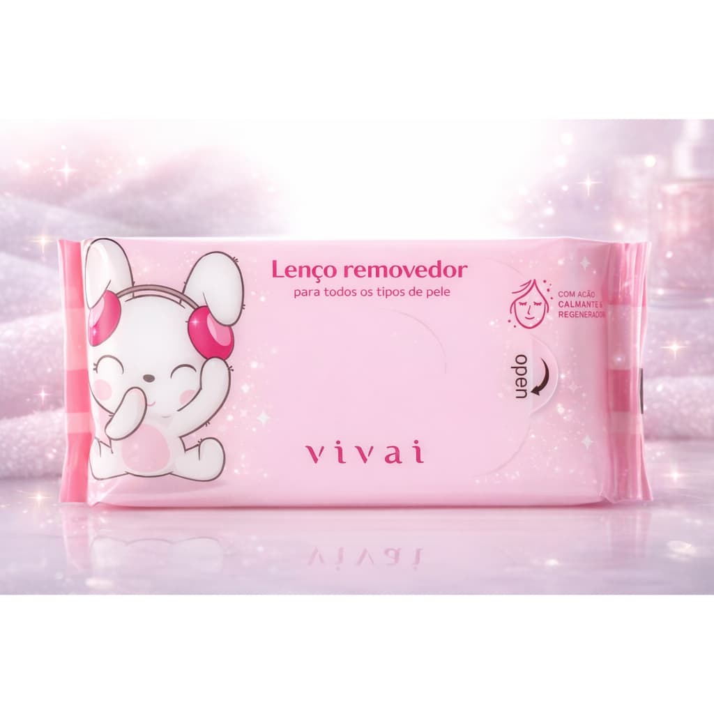 Lenço Removedor de Maquiagem Vivai | Todos os Tipos de Pele | Com Ação Calmante e Regeneradora