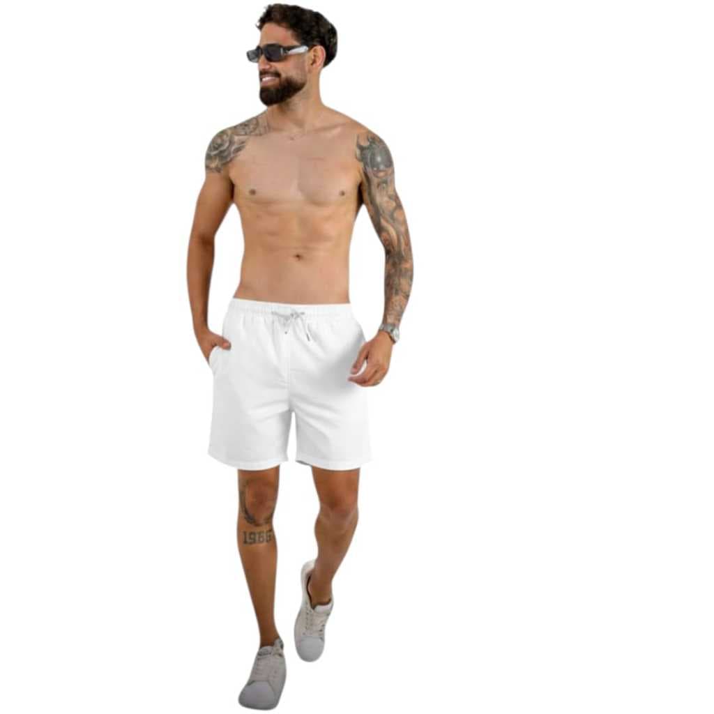bermudas linhos praia casual diversar cores entrega imediata kit3 ou 2 ou 1 bege preta
