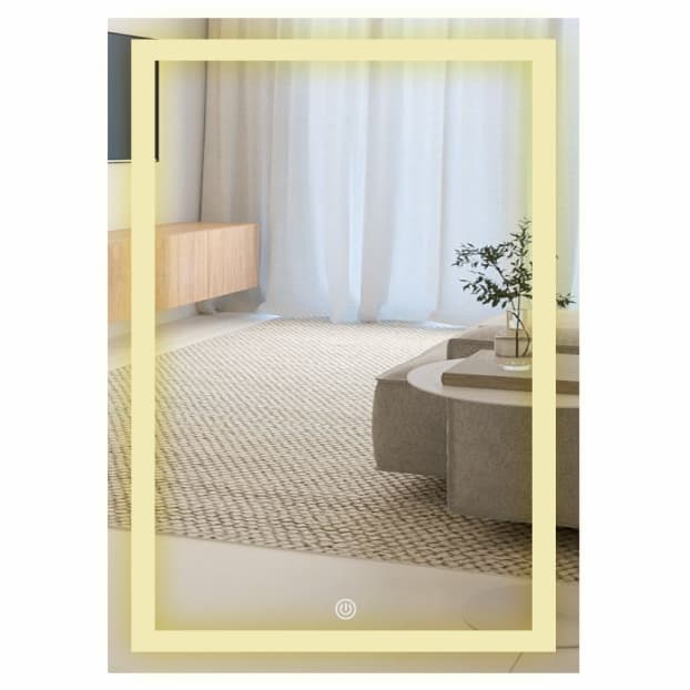 Espelho Jateado 60X70cm com 3 TONS DE LED  e Touch Screen FONTE SLIN, camarim, decoração