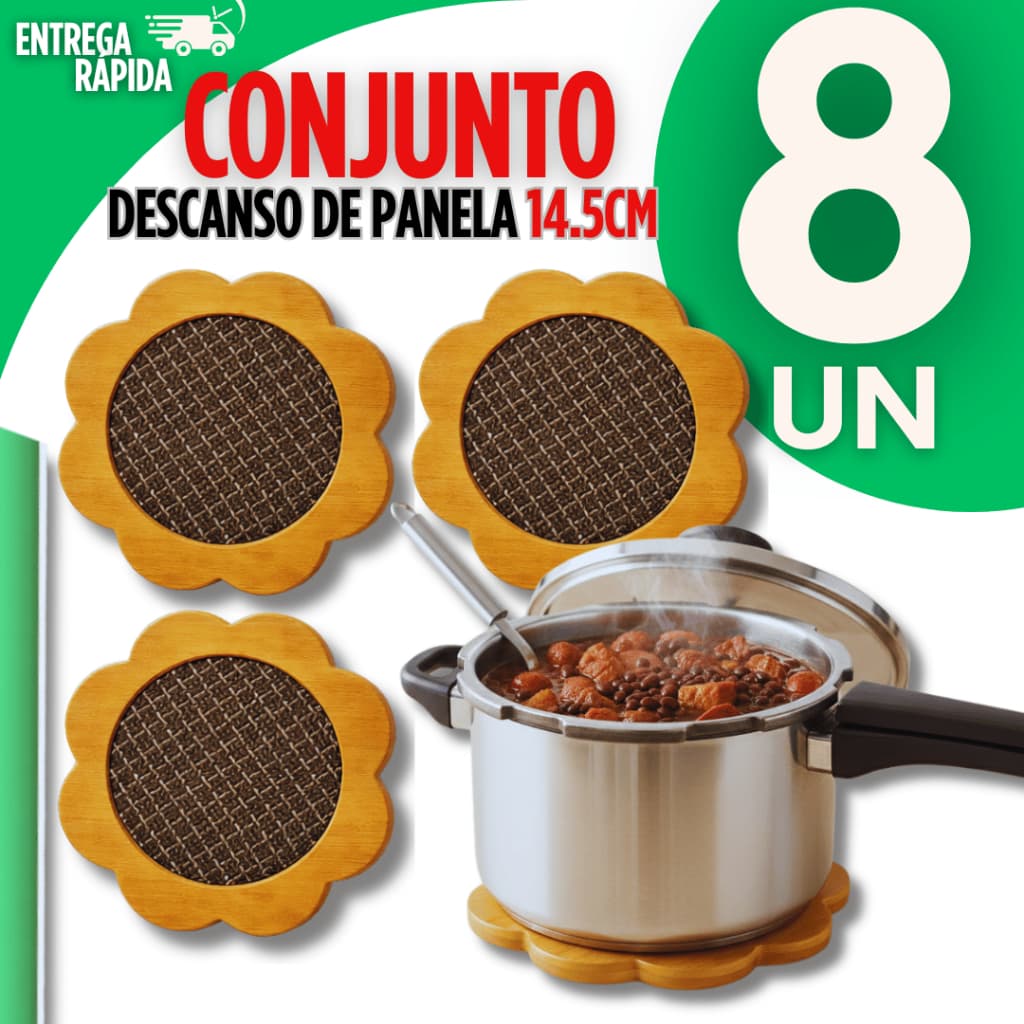 KIT 08 Descanso de Panela MDF 14,5cm Apoio Para Panela Protetor de Mesa Formato Excelente Cozinha