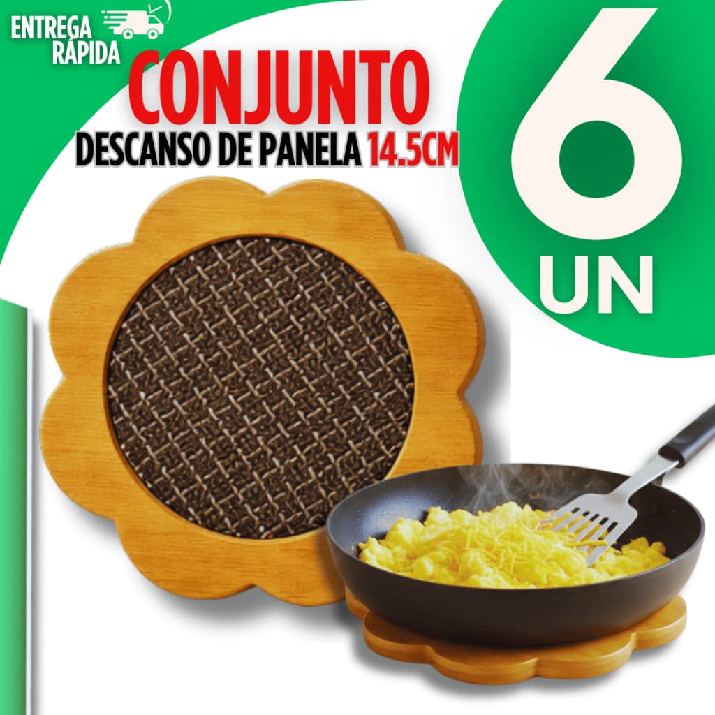Conjunto 06 Descanso de Panela MDF 14,5cm Apoio Para Panela Protetor de Mesa Formato Excelente