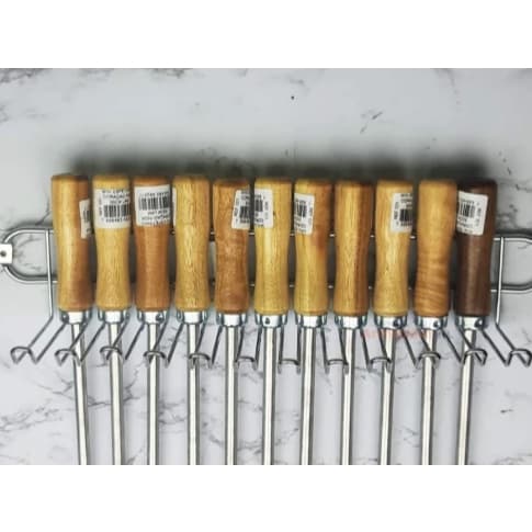 Suporte Porta Espeto Parede Utensílios Churrasco Multiuso Cromado
