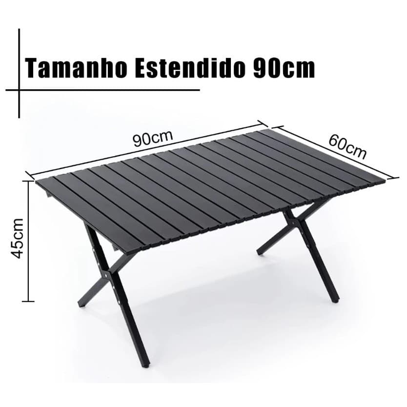 Mesa  Dobrável para Camping, Praia, Jardim, material de aço Cor PRETO
