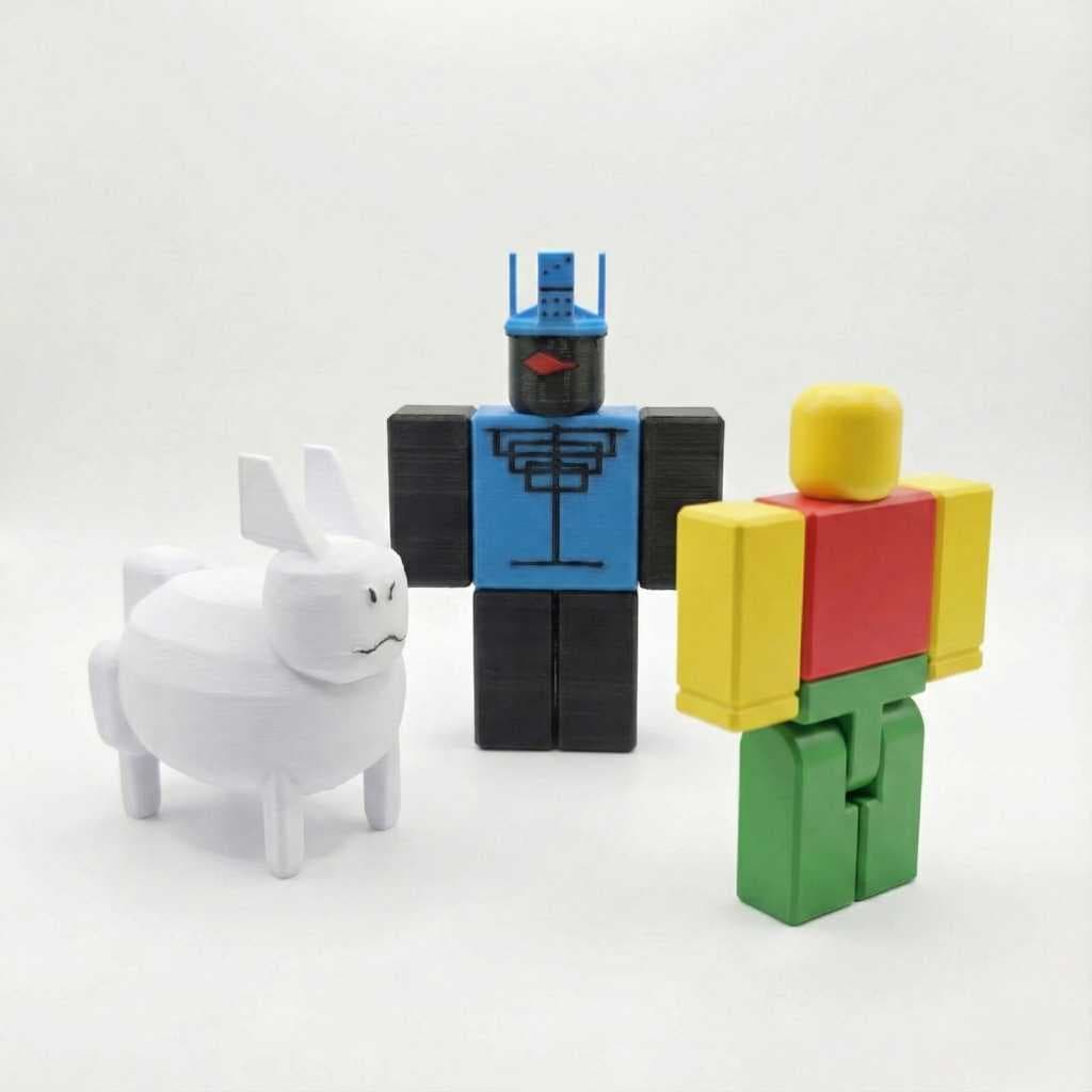Figuras Roblox Decorativas - Trio Noob, Gubby e Forsaken - Impressão 3D para Quarto Gamer