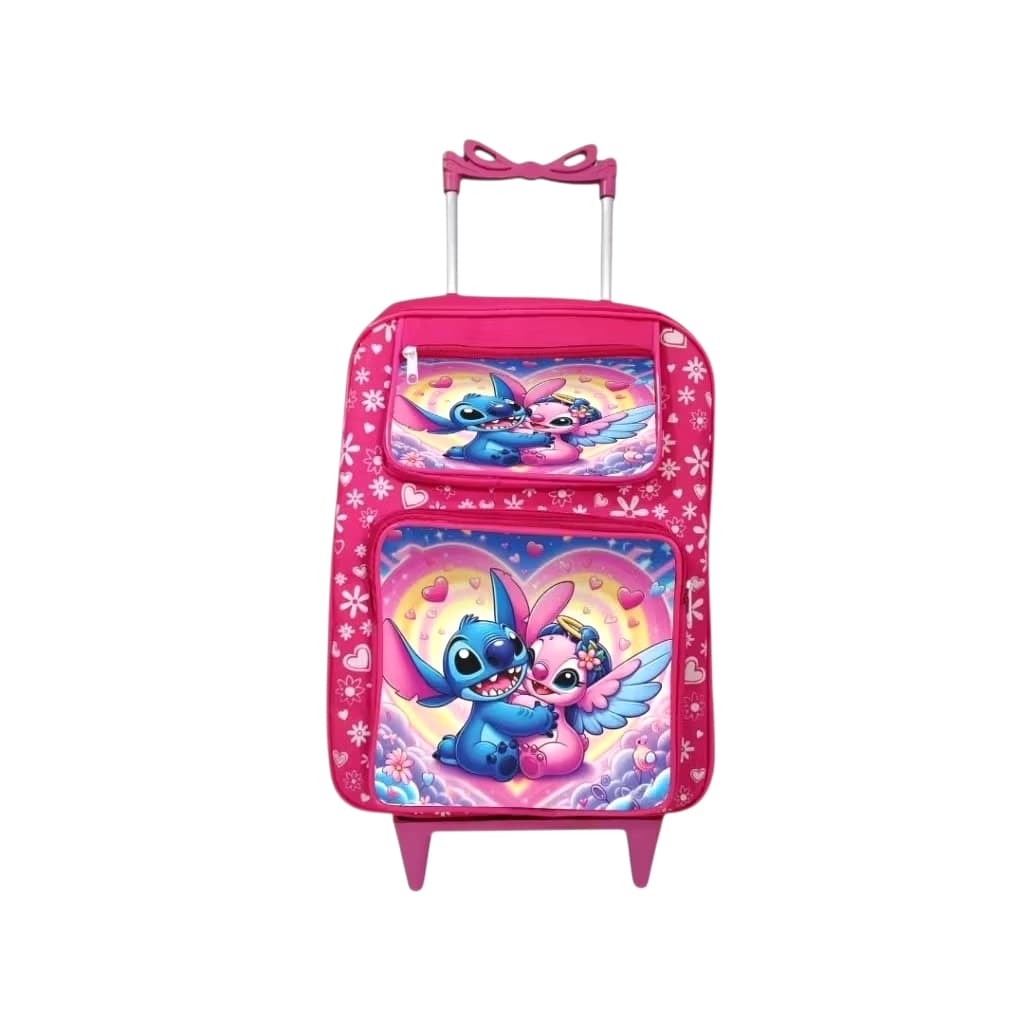 Mochila Escolar Infantil Com Rodinhas Menina Rosa Grande 3 Compartimentos Ideal Para Escola