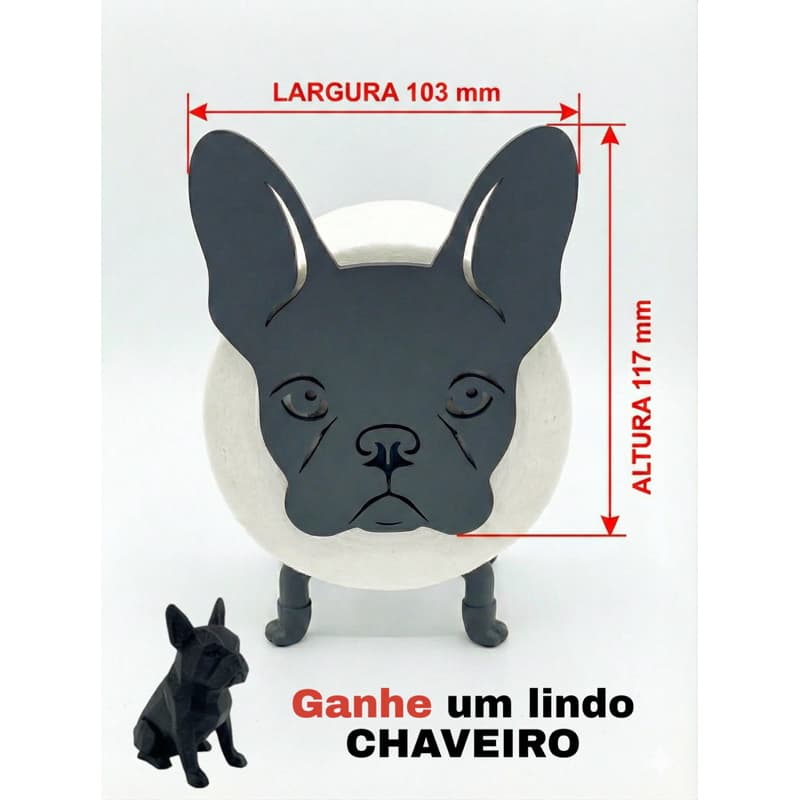 Suporte de Papel Higiênico Buldogue Francês - Decoração Criativa + Brinde