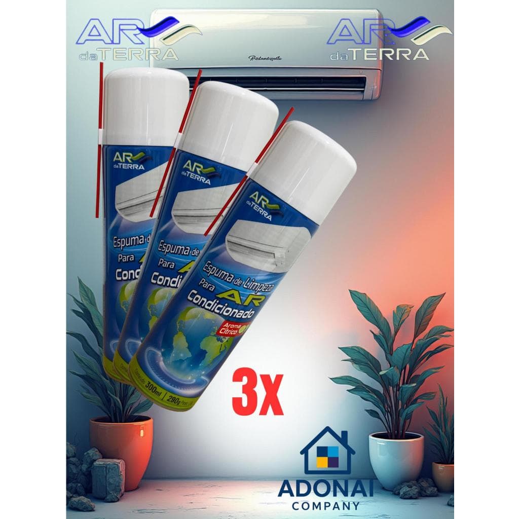 Kit 3 Espuma de Limpeza para Ar-Condicionado AR da Terra 300ml Aroma Cítrico