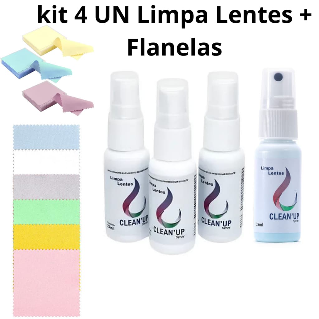 Atacado Limpa Lentes Profissional – Spray Ante Embaçante + Flanelas Microfibra para Óculos e Telas