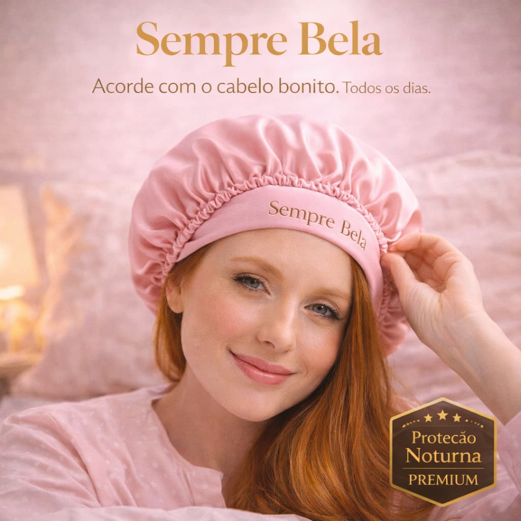 Touca de Cetim Anti Frizz Proteção Noturna Cabelo