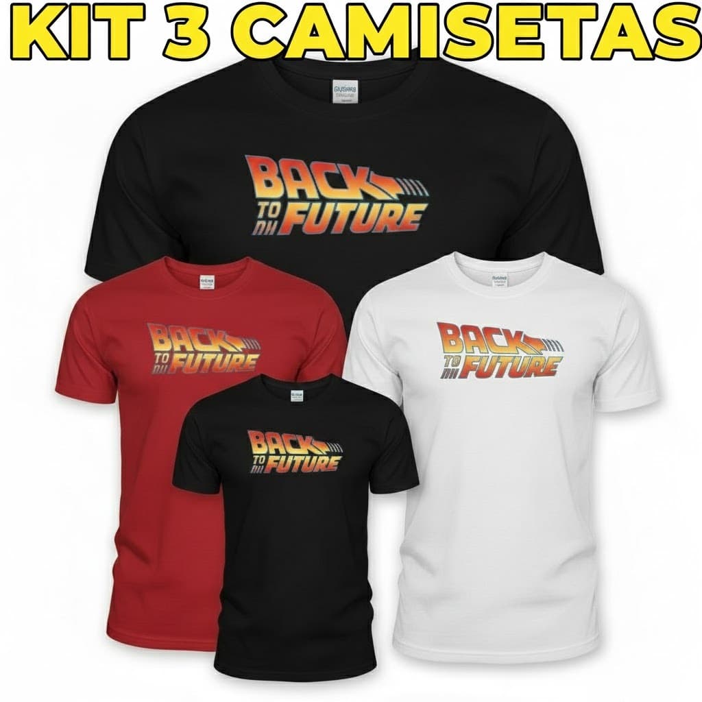 KIT 3 Camisetas De Volta Para o Futuro DeLorean - Geek Nerd Filmes 100% Algodão