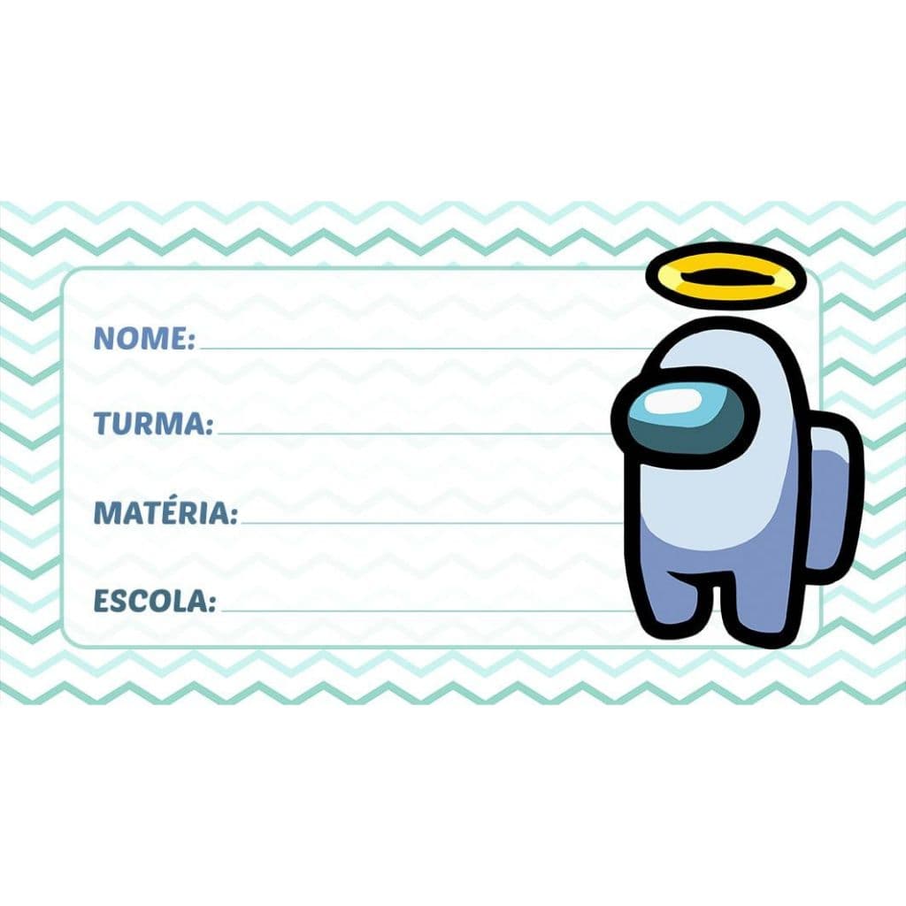 20 Etiquetas Escolar - Among Us 2025 KIT COM 20 ADESIVOS ESCOLAR DO AMONG US  8X5