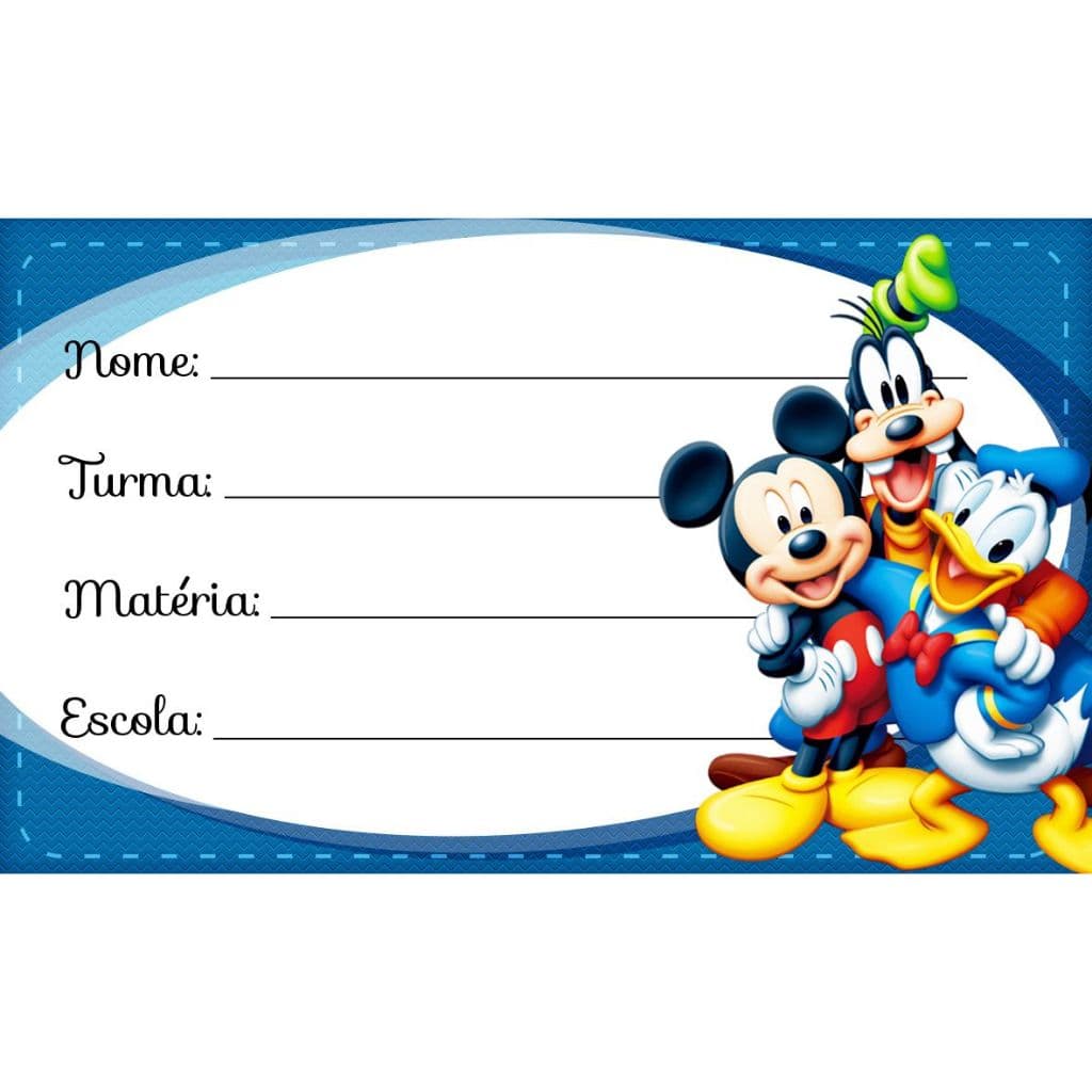 20 Etiquetas Escolar - Mickey Mouse 2026 KIT COM 20 ADESIVOS ESCOLAR DO MICKEY MOUSE 8X5