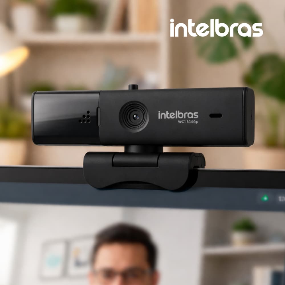 Webcam Câmera USB Intelbras WC1080P Full HD 60fps Videoconferência Streaming Gravação Microfone Integrado