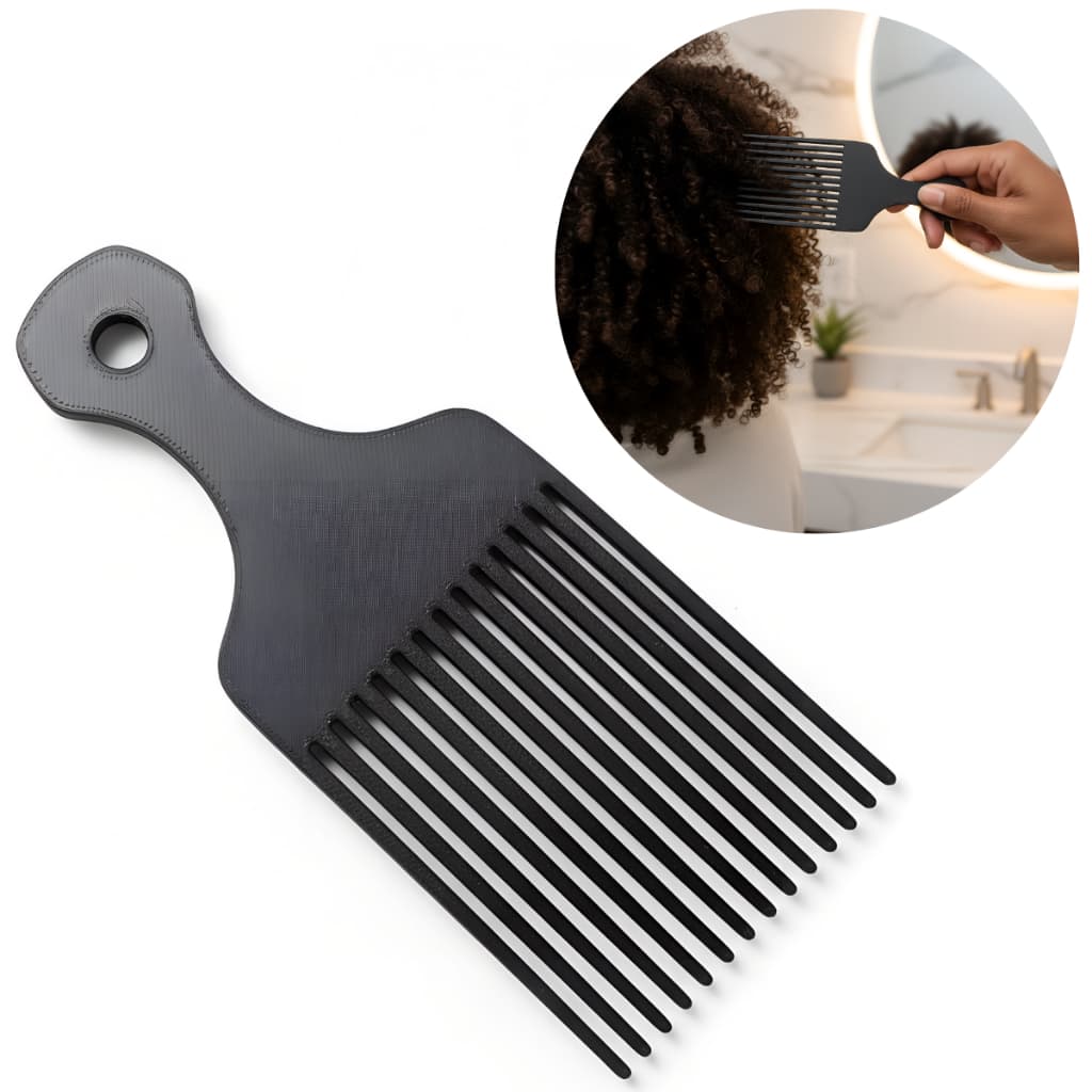 Pente Garfo Penteado De Cabelos Afro Dentes Largos Plástico Cor Preto.