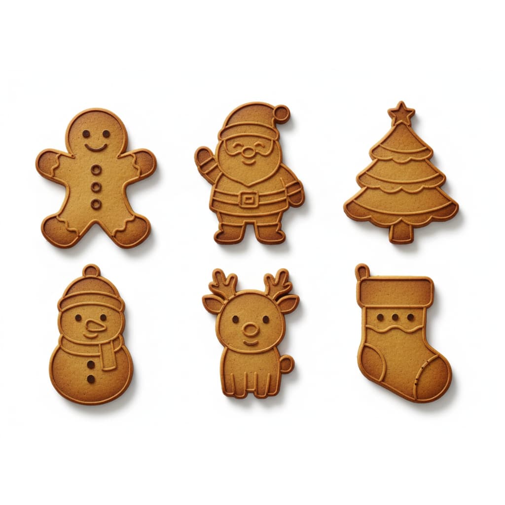 Kit 6 Cortador Marcador Cookie Biscoito Natal Papai Noel Árvore
