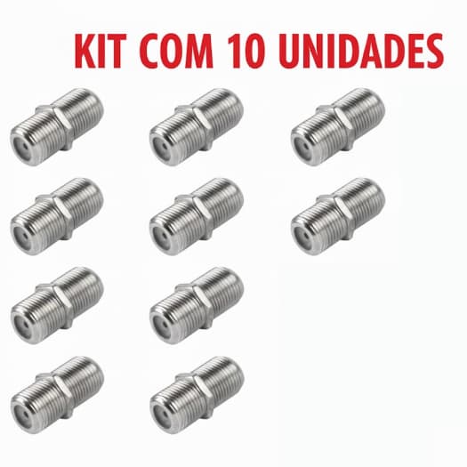 Emenda F Fêmea X Fêmea Para Cabo Coaxial Rg6 Kit com 10