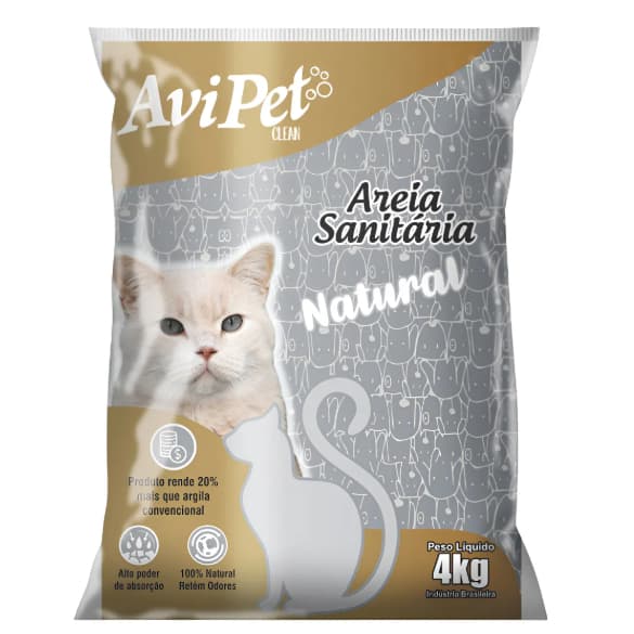 5 unidades Areia Sanitária Natural AviPet Clean - 4kg cada pacote