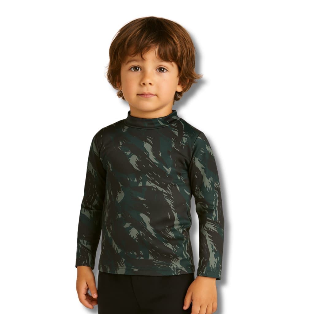 Camiseta Térmica Camuflada Infantil Unissex Proteção Uv