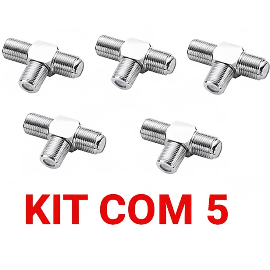 EMENDA T FÊMEA PARA CABO COAXIAL KIT COM 5 UNIDADES