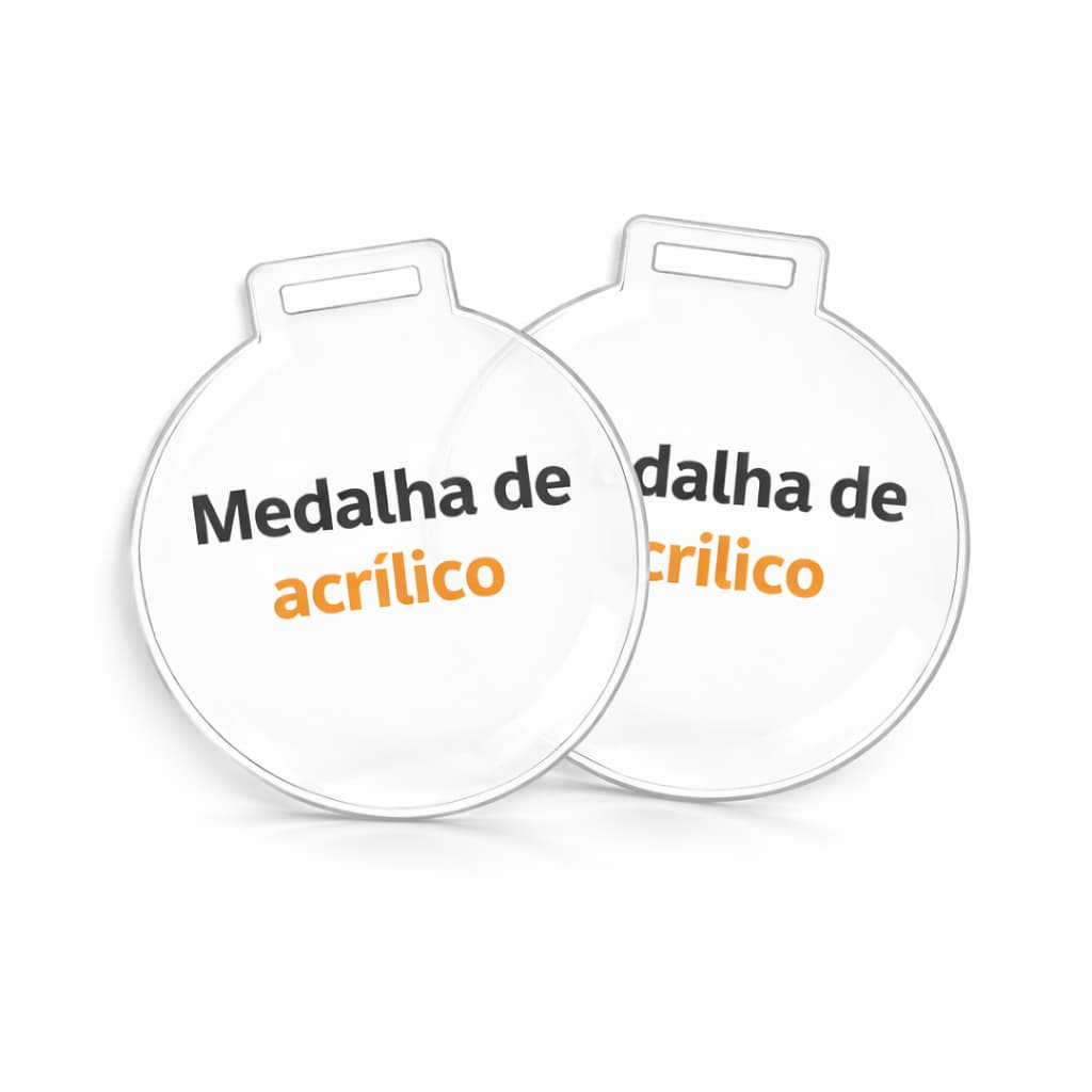 Kit Medalhas em Acrílico Transparente Redonda Lisa Cristal