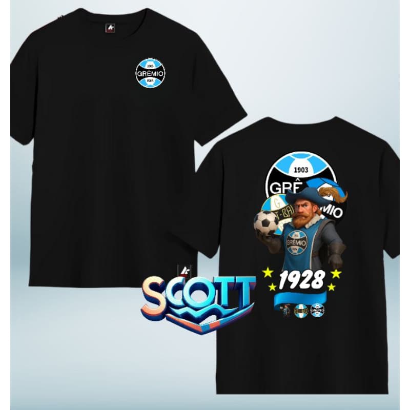 Camiseta básica torcedor Grêmio 100% algodão