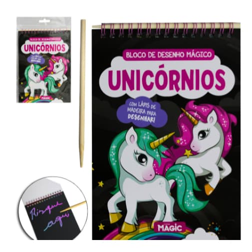 Caderneta Mágica de Unicórnios A5 – Espiral | 8 Folhas Coloridas