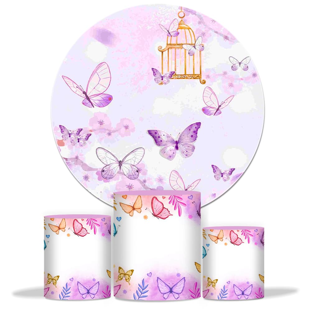 Kit Capa De Painel + Capa De Cilindros Painel De Aniversário Painel Para Aniversario Varios Temas Painel Redondo Festa F