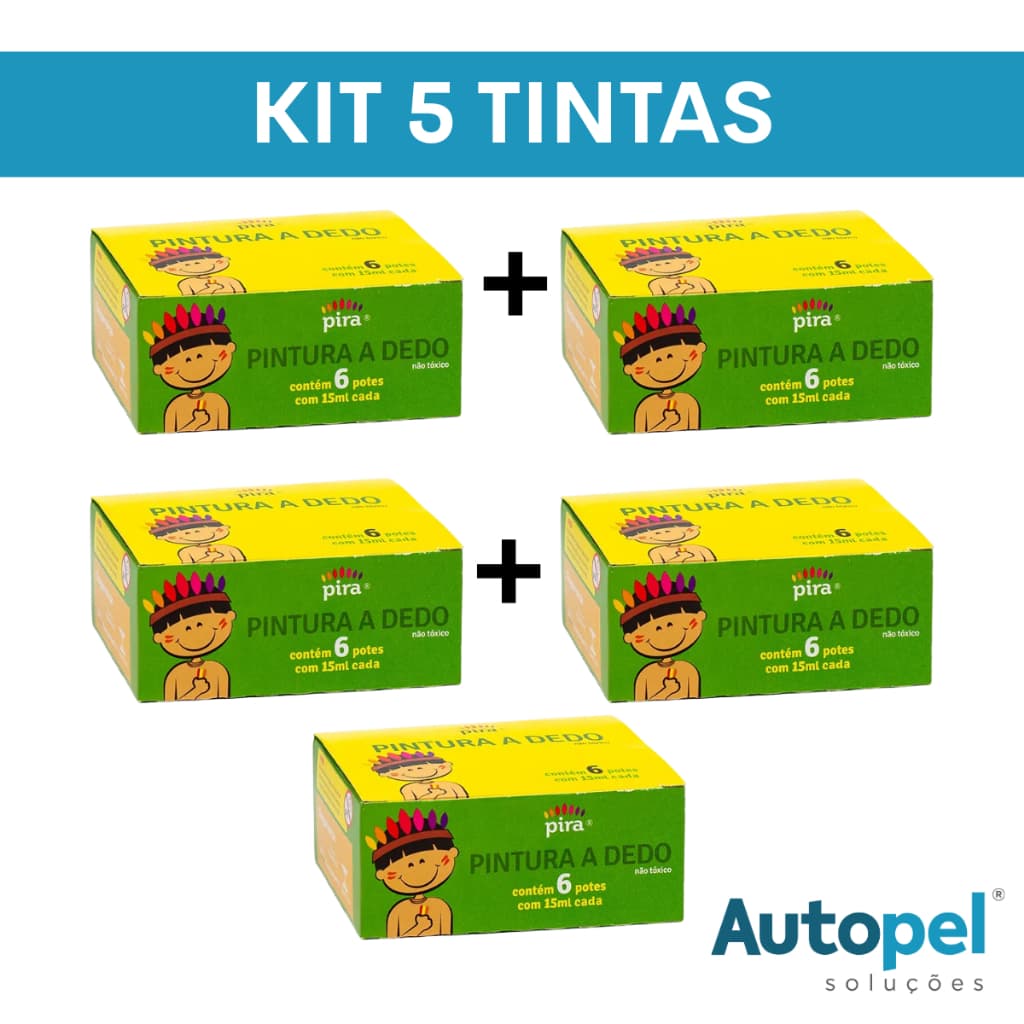 Kit Caixas Tinta Pintura a Dedo 6 Cores 30ml Piratininga Escolar Infantil